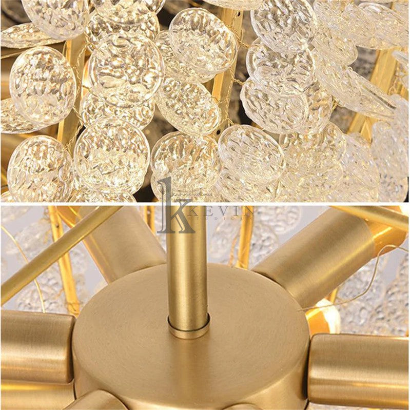 Riley Modern Round Glass Droplet Branch Chandelier, Pendant Light For Bedroom Branch Chandelier Kevin Studio Inc