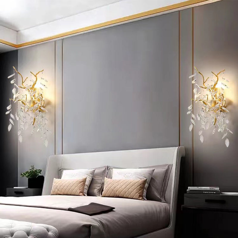 Aether Modern Stylish Clear Crystal Wall Sconce For Bedroom, Living Room Wall Sconce Kevin Studio Inc