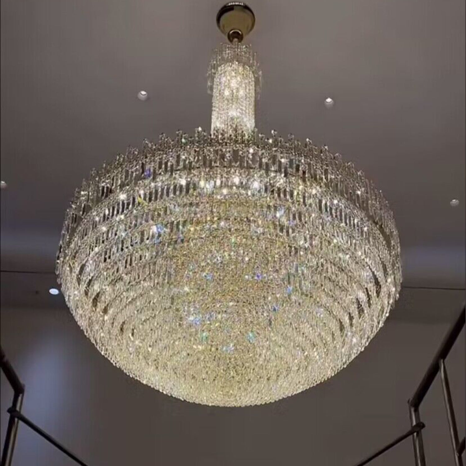 Luxury Oversized Gold European Crystal Chandelier 3-tiered Medium-length for Foyer/Staircase/Hallway/Entrway Chandeliers kevinstudiolives