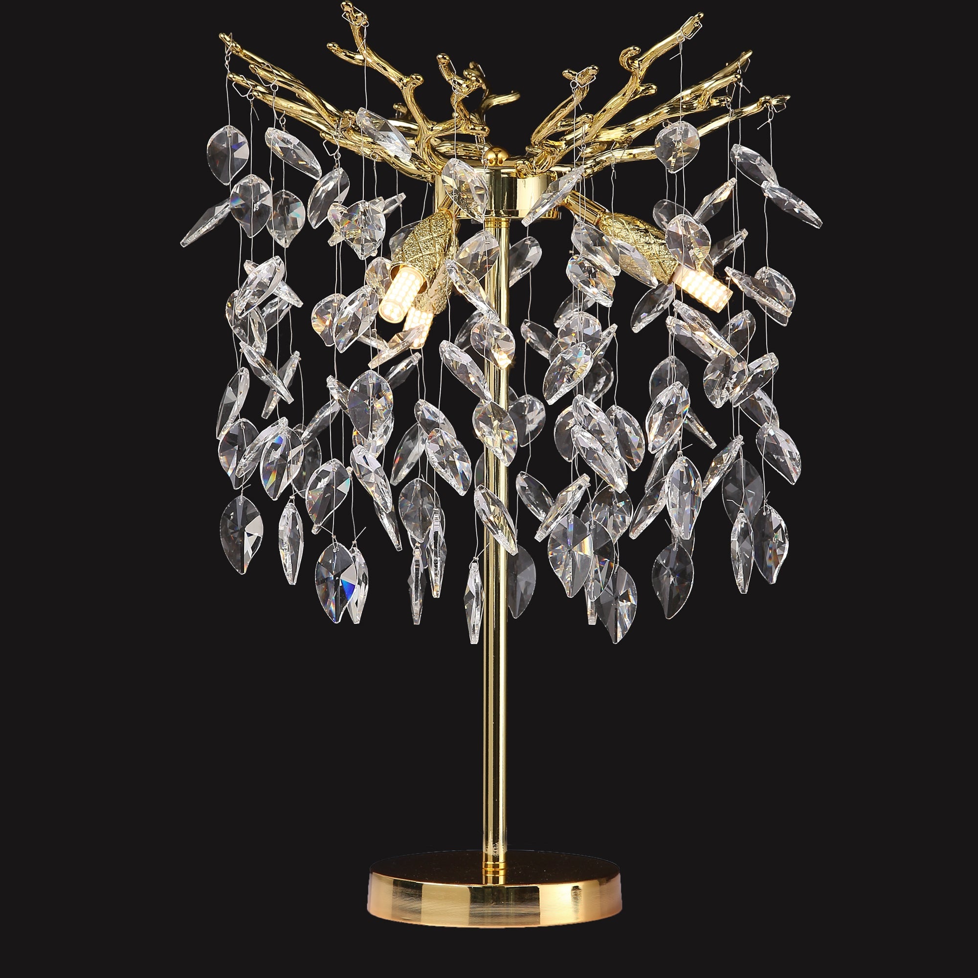 Aether Modern Clear Crystal Table Lamp For Bedroom, Gold Table Lamp table lamp Kevin Studio Inc