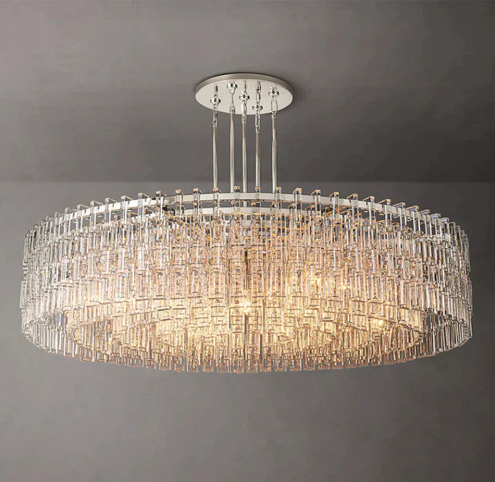Extra Large Multi-layer Round/ Rectangle Crystal Ceiling Chandelier for Living/ Dining Room Chandeliers kevinstudiolives D31.5"*H13" Chrome Warm Light