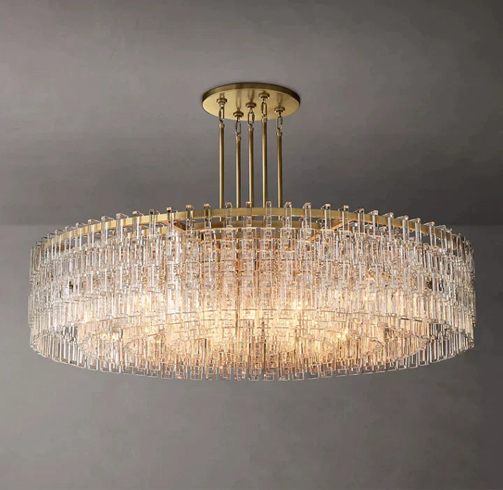 Extra Large Multi-layer Round/ Rectangle Crystal Ceiling Chandelier for Living/ Dining Room Chandeliers kevinstudiolives D31.5"*H13" Gold Warm Light