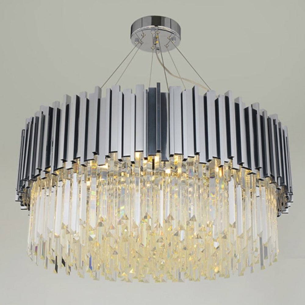 Keturah Modern Crystal Round Chandelier Polished Chrome Chandelier Kevin Studio Inc