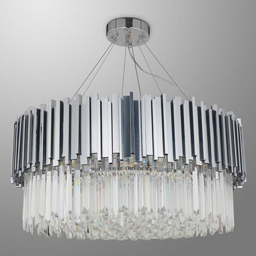 Keturah Modern Crystal Round Chandelier Polished Chrome Chandelier Kevin Studio Inc