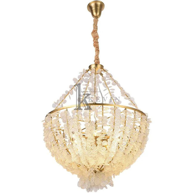 Riley Modern Round Glass Droplet Branch Chandelier, Pendant Light For Bedroom Branch Chandelier Kevin Studio Inc