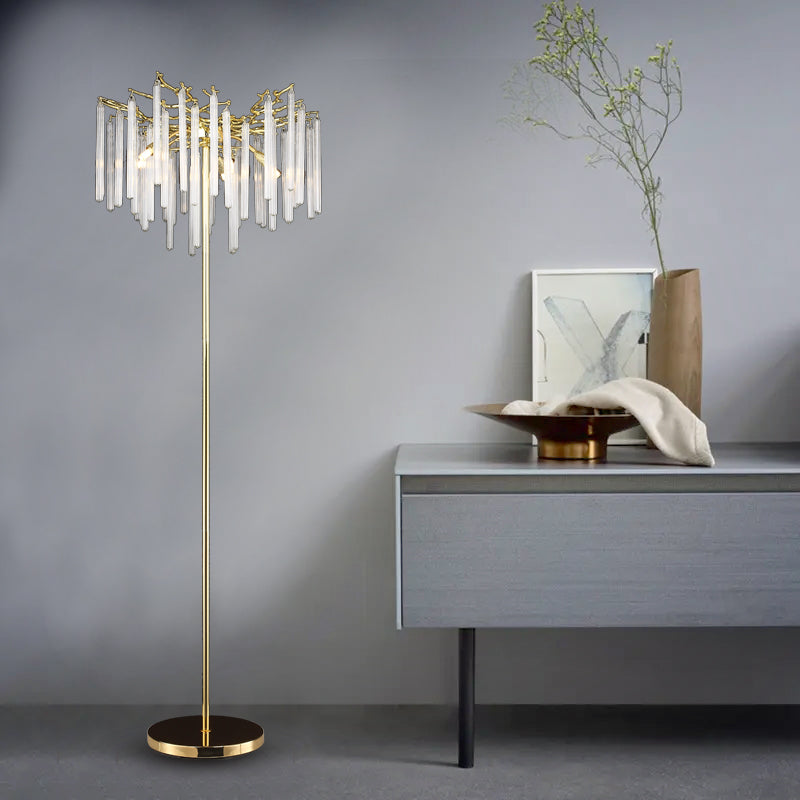 Krios Modern Round Gold Clear Crystal Tube Floor Lamp For Living Room Floor standing lamps Kevin Studio Inc