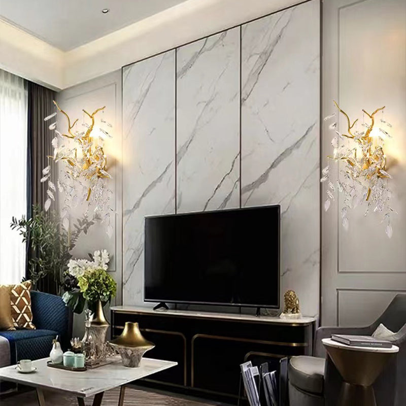 Aether Modern Stylish Clear Crystal Wall Sconce For Bedroom, Living Room Wall Sconce Kevin Studio Inc