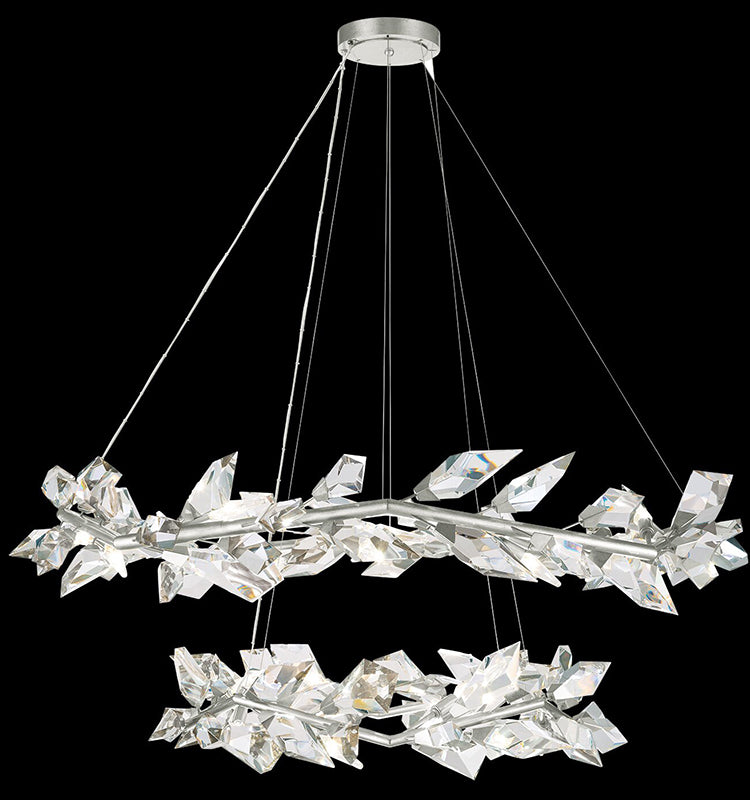 Aurelia Crystal Prism Two-Tier Round Crystal Chandelier 55" D Kevin Studio Silver Leaf