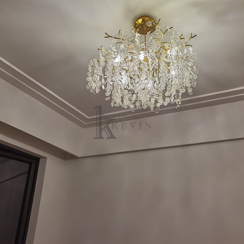 Una Modern Gold Chandelier Light Fixture for Dinning Room 23.6" D Branch Chandelier Kevin Studio Inc