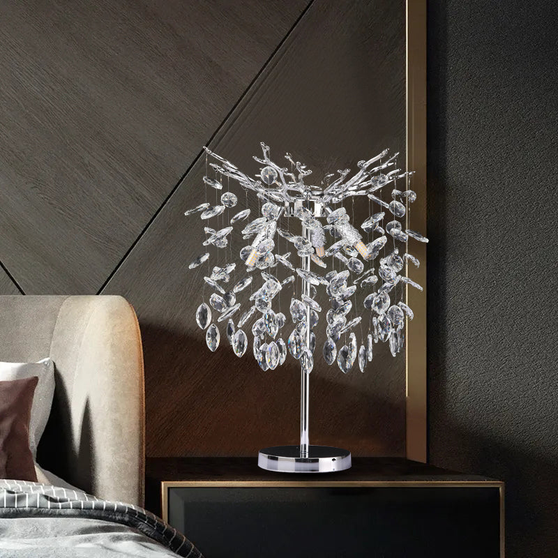 Helios Modern Clear Crystal Table Lamp For Bedroom table lamp Kevin Studio Inc Sliver
