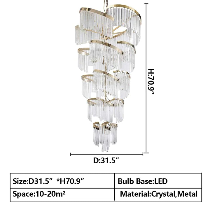 Oversized Modern Designer Creative Multi-tiered Luxury Spiral Crystal Chandelier For High-ceiling Foyer/Entryway/Hallway Chandeliers kevinstudiolives