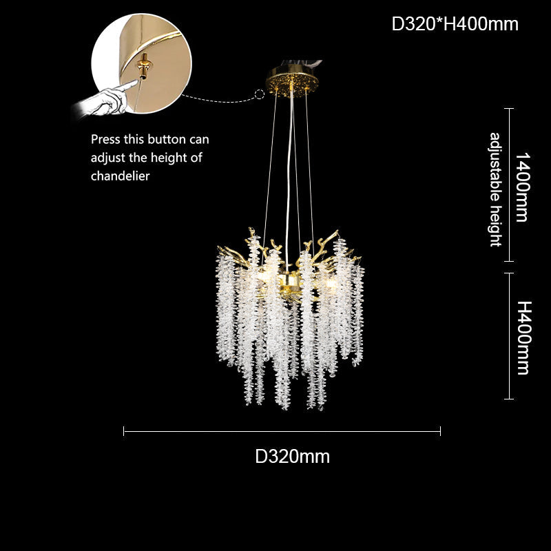 Azure Modern Gold Coin Crystal Round Branch Chandelier For Living Room Branch Chandelier Kevin Studio Inc 18"DIAM