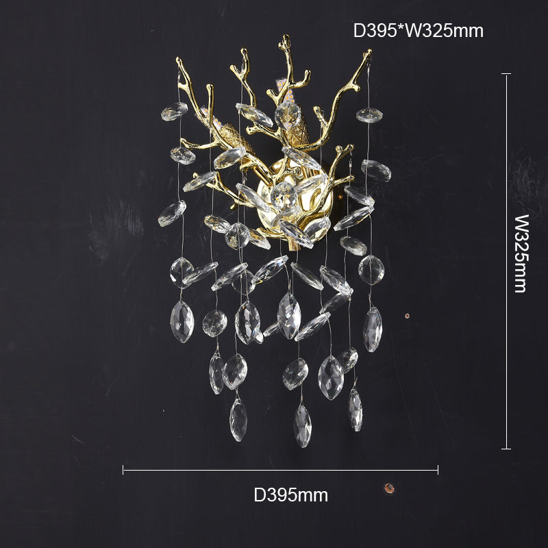 Helios Modern Stylish Crystal Wall Sconce For Bedroom, Living Room Wall Sconce Kevin Studio Inc Gold 15.6"diam.