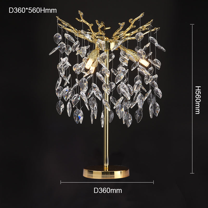 Aether Modern Clear Crystal Table Lamp For Bedroom, Gold Table Lamp table lamp Kevin Studio Inc