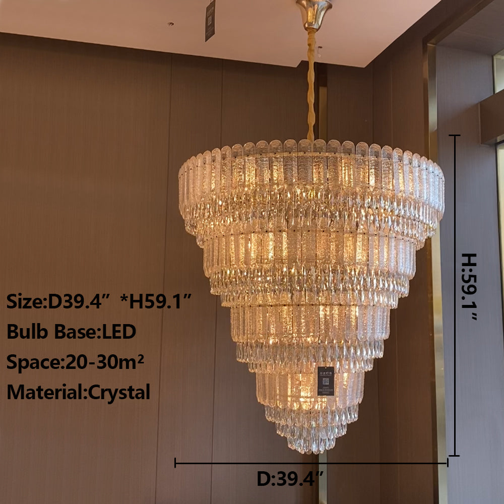 Oversized Multi-layers Luxury Gold Crystal Chandelier For Large Foyer/Hallway/Entryway Chandeliers kevinstudiolives
