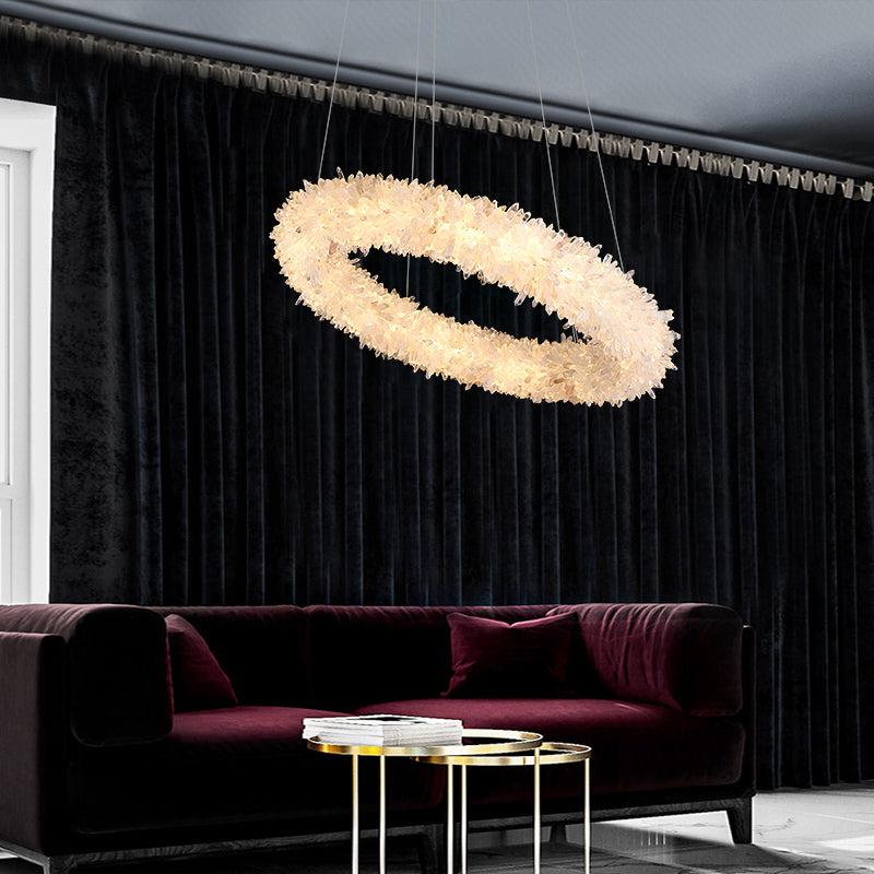 Capek Modern Rock Crystal Round Chandelier For Living Room Chandelier Kevin Studio Inc 26.8" D