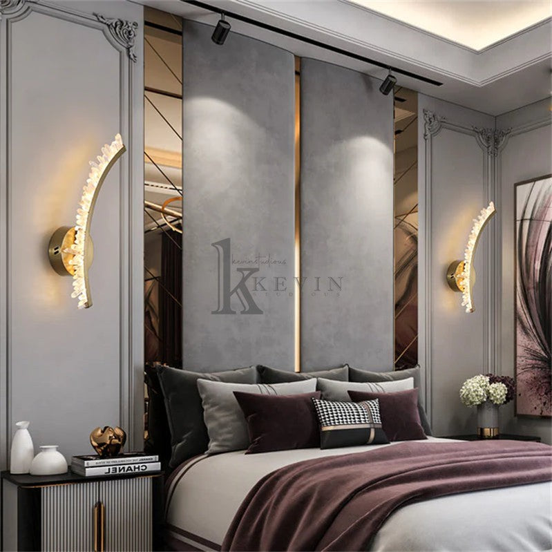 Deirdra Modern Rock Crystal Wall Sconce For Bedroom Wall Sconce Kevin Studio Inc