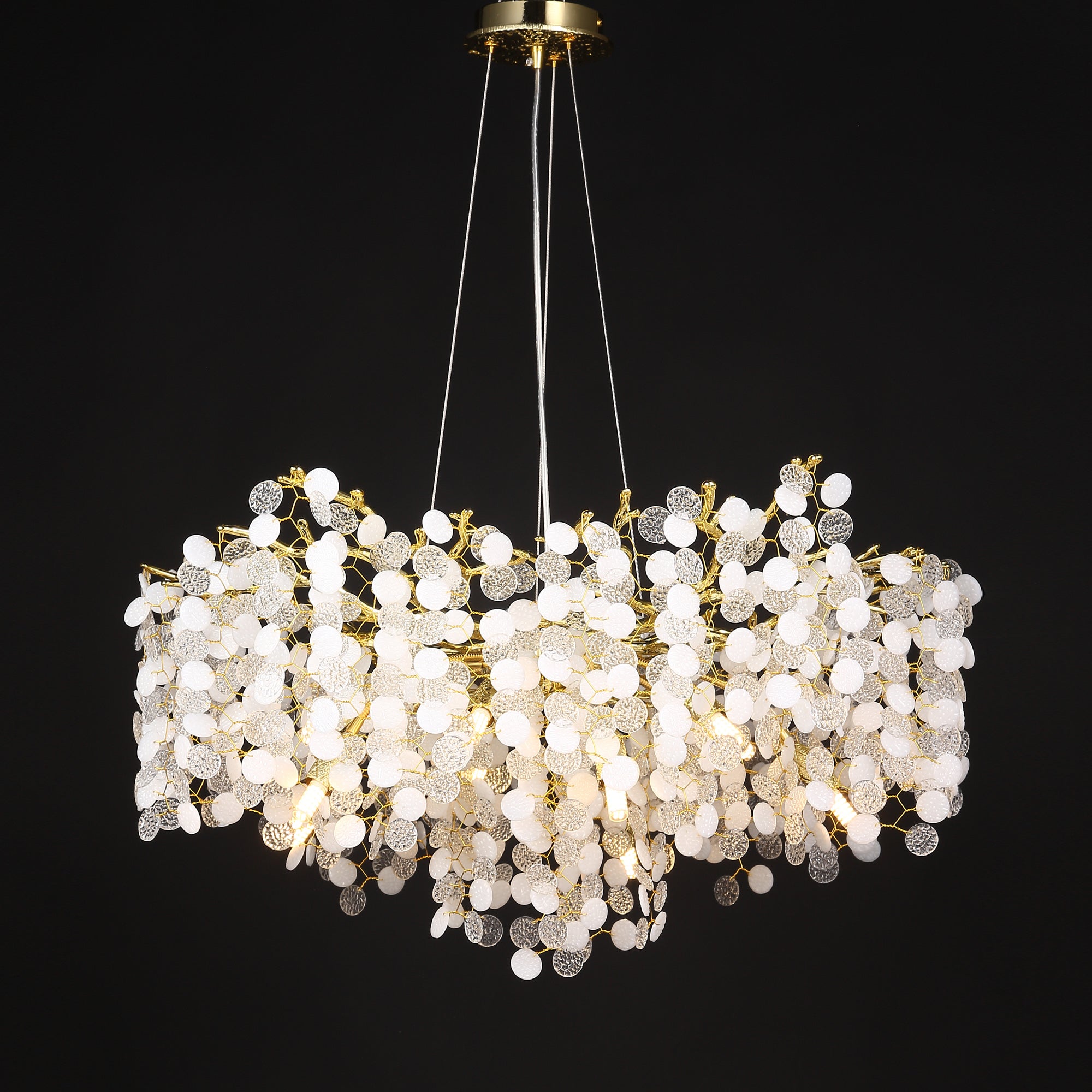 Hades Modern Gold Blossom Crystal Oval Branch Chandelier For Living Room Branch Chandelier Kevin Studio Inc
