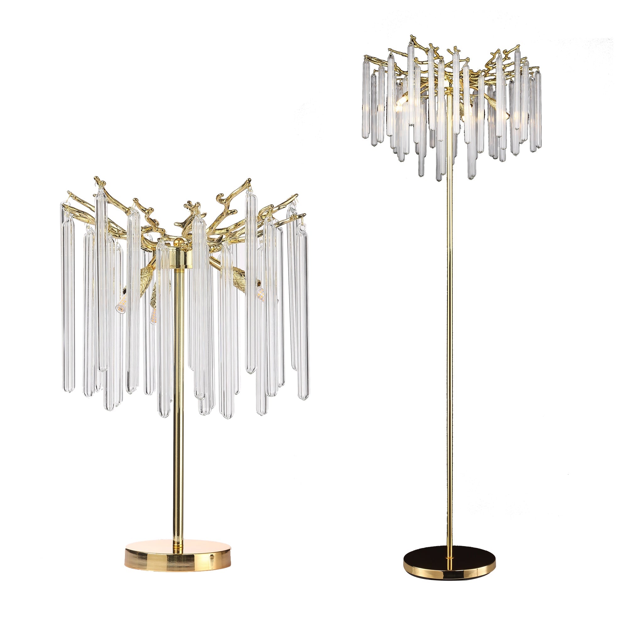 Krios Modern Round Gold Clear Crystal Tube Floor Lamp For Living Room Floor standing lamps Kevin Studio Inc