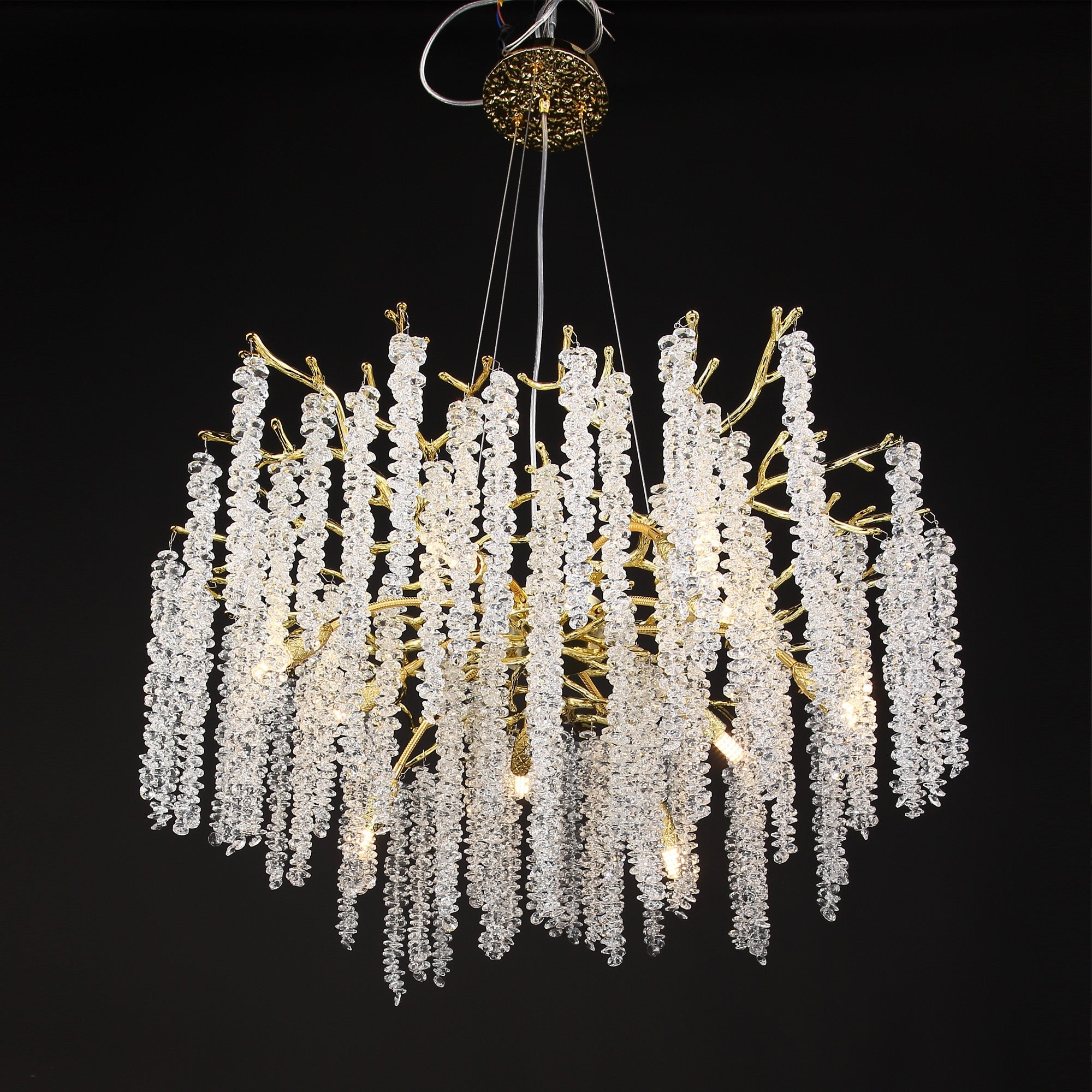 Azure Modern Gold Coin Crystal Round Branch Chandelier For Living Room Branch Chandelier Kevin Studio Inc 39.37"DIAM
