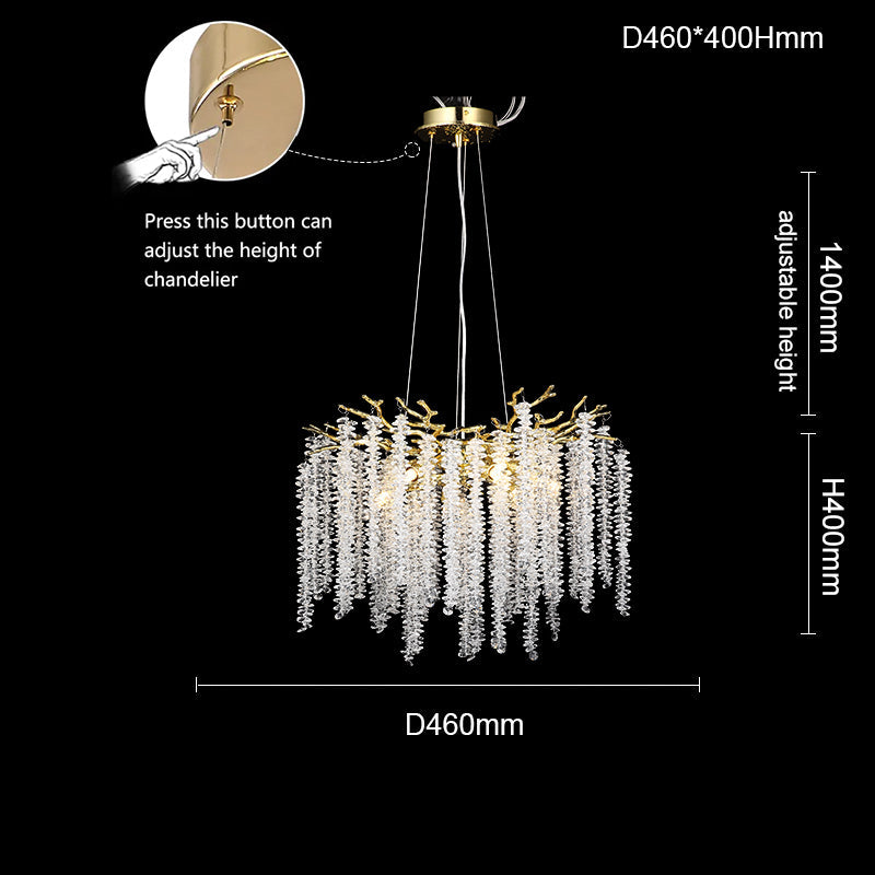 Azure Modern Gold Coin Crystal Round Branch Chandelier For Living Room Branch Chandelier Kevin Studio Inc 23.62"DIAM
