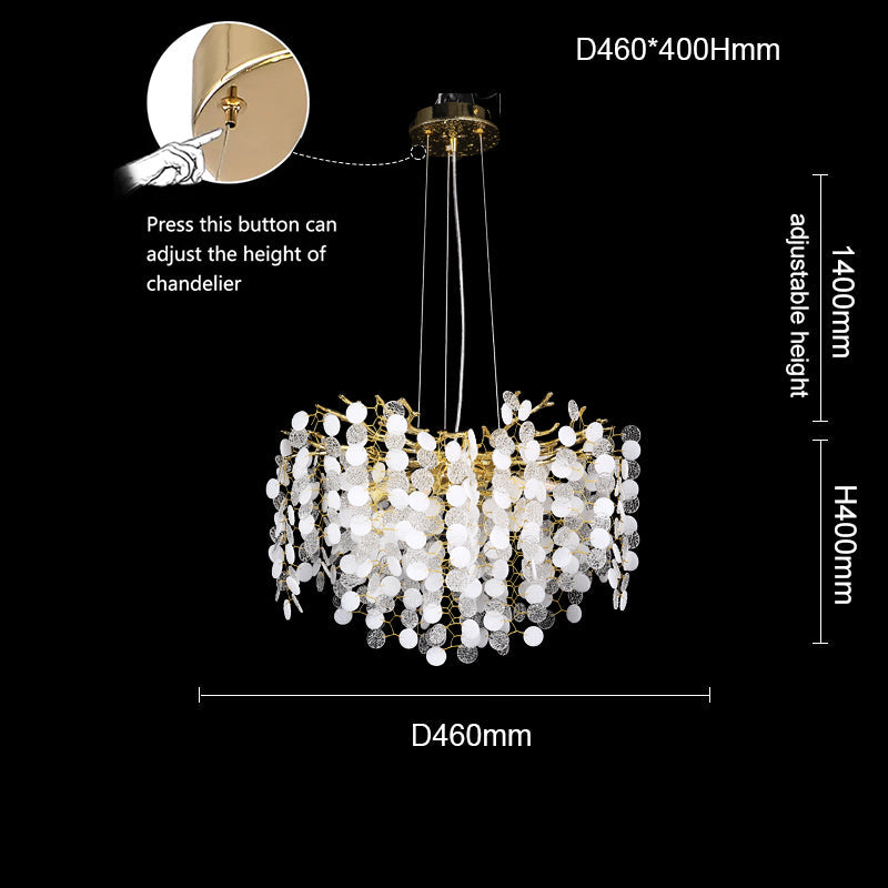 Hades Modern Gold Blossom Crystal Round Branch Chandelier For Living Room Branch Chandelier Kevin Studio Inc 18"diam