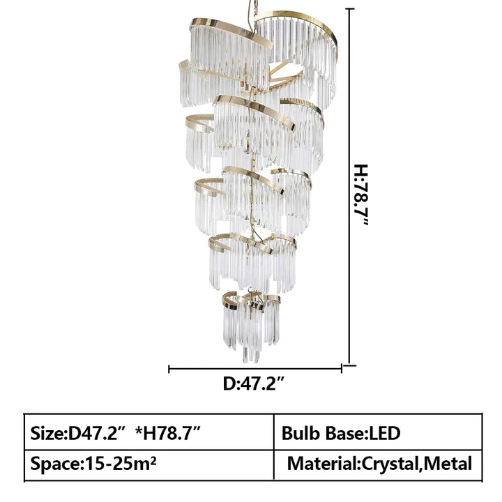 Oversized Modern Designer Creative Multi-tiered Luxury Spiral Crystal Chandelier For High-ceiling Foyer/Entryway/Hallway Chandeliers kevinstudiolives