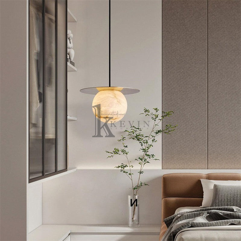 Billye Spanish Alabaster Bedside Pendant Light Pendant Light Kevin Studio Inc