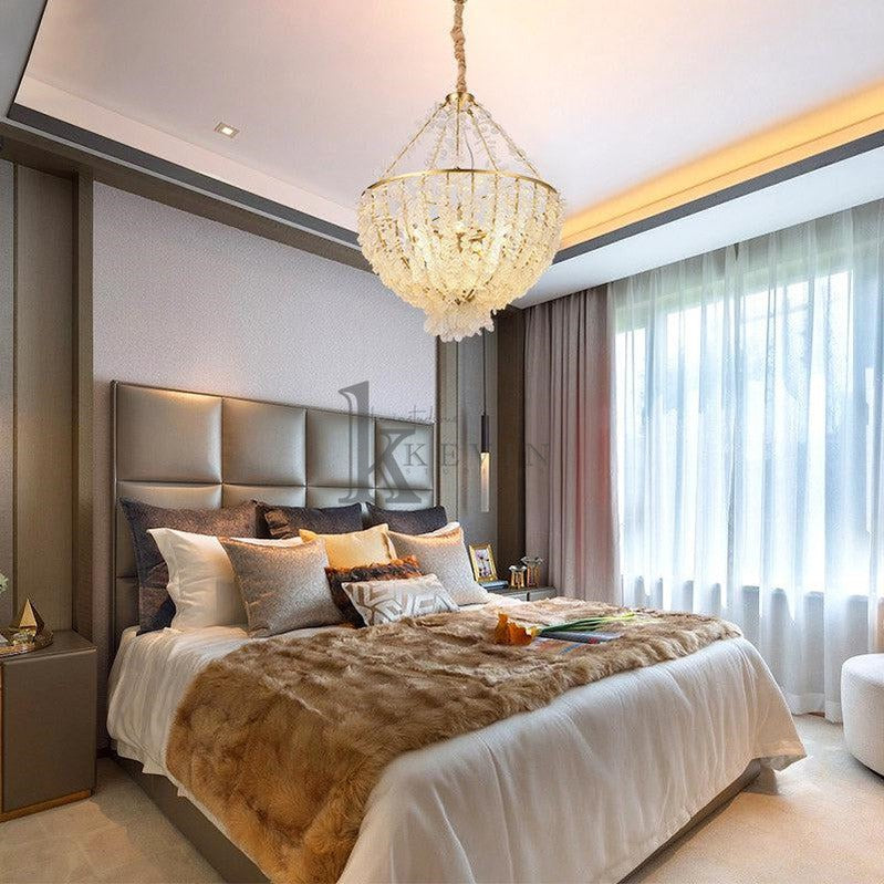 Riley Modern Round Glass Droplet Branch Chandelier, Pendant Light For Bedroom Branch Chandelier Kevin Studio Inc