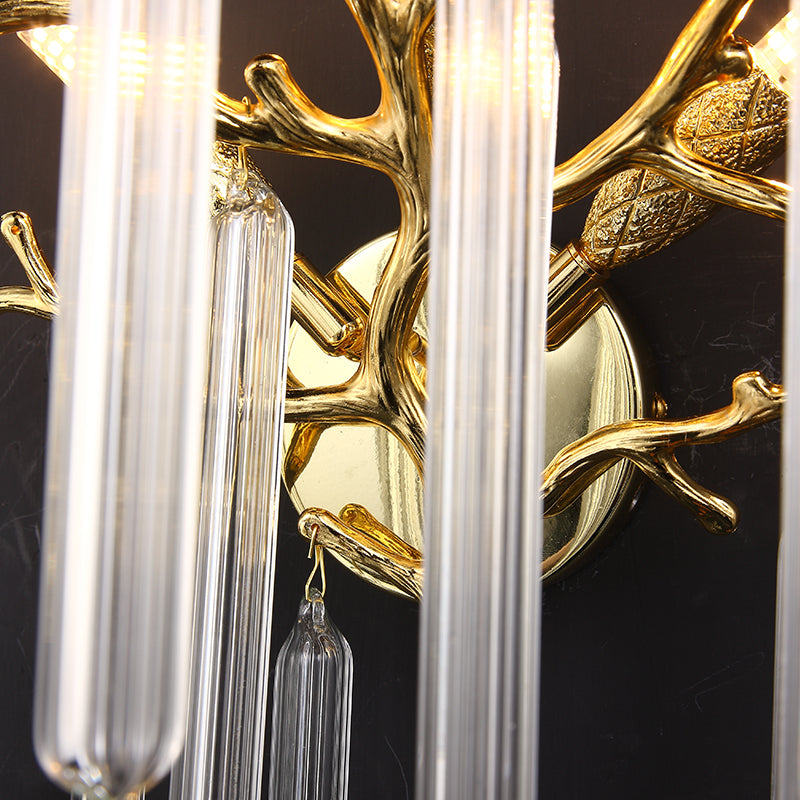 Krios Modern Round Gold Clear Crystal Tube Wall Sconce For Bedroom Wall Light Fixtures Kevin Studio Inc