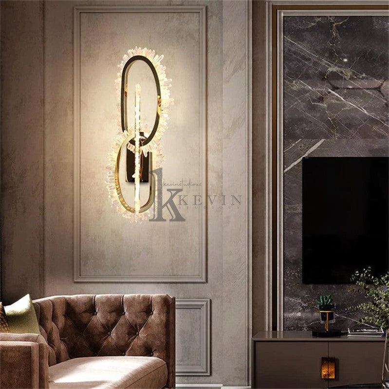 Turrin Modern Rock Crystal Wall Sconce For Bedroom Wall Sconce Kevin Studio Inc STYLE A LARGE