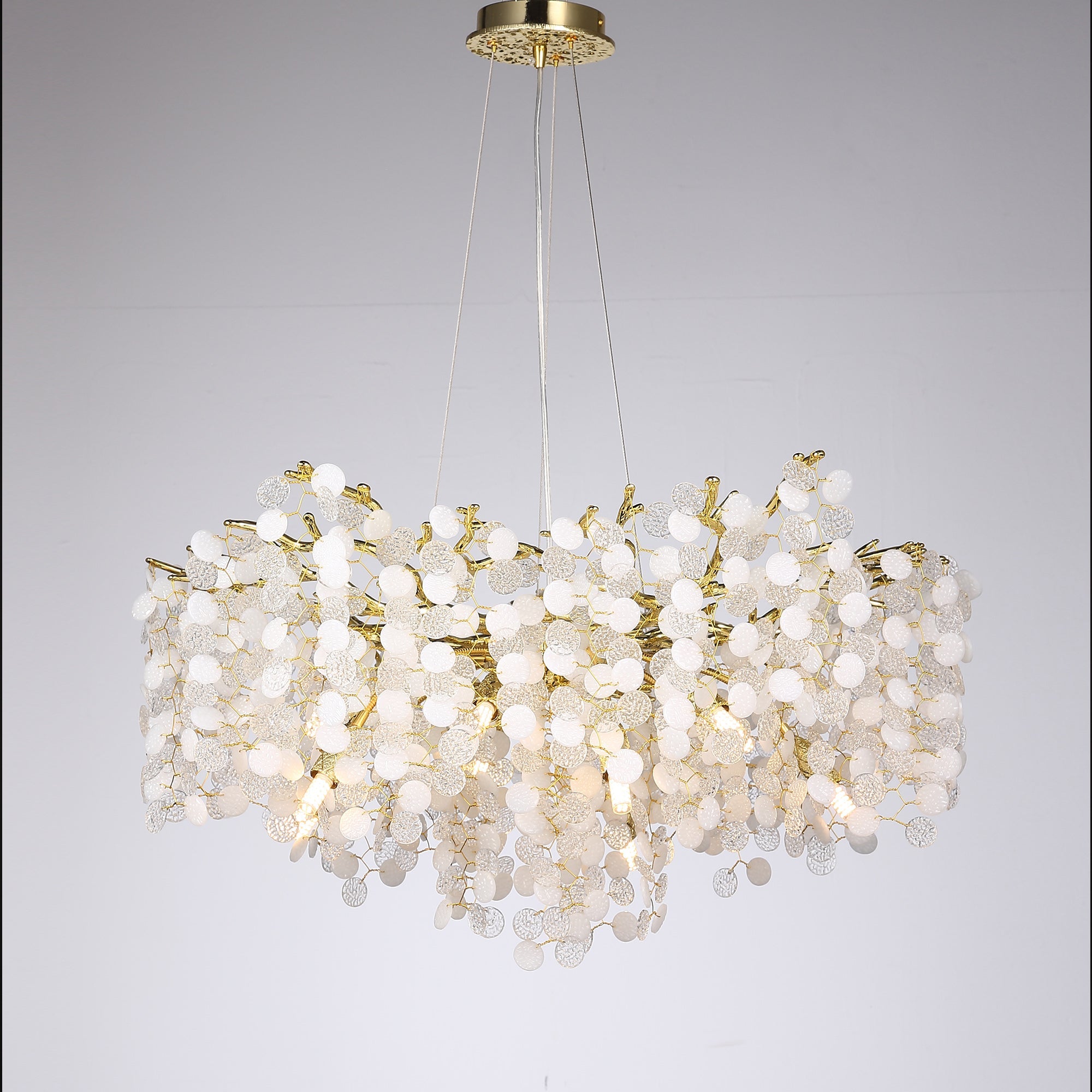 Hades Modern Gold Blossom Crystal Round Branch Chandelier For Living Room Branch Chandelier Kevin Studio Inc