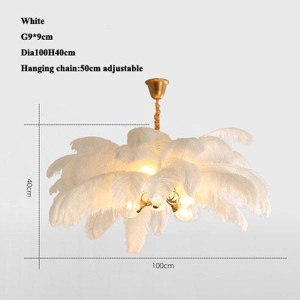 Aisa Art Deco Colorized Feather Chandelier Brass Palm Tree Lamp Chandelier Kevin Studio Inc White