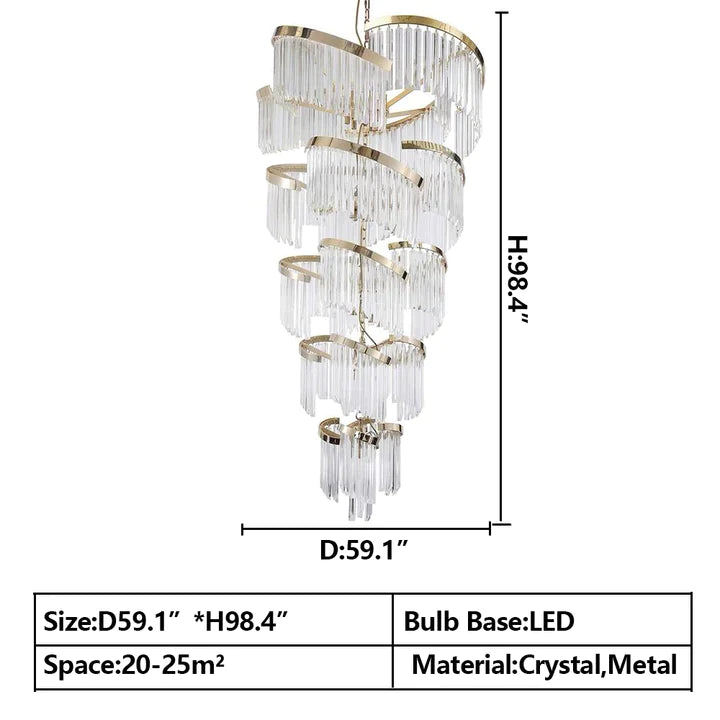 Oversized Modern Designer Creative Multi-tiered Luxury Spiral Crystal Chandelier For High-ceiling Foyer/Entryway/Hallway Chandeliers kevinstudiolives