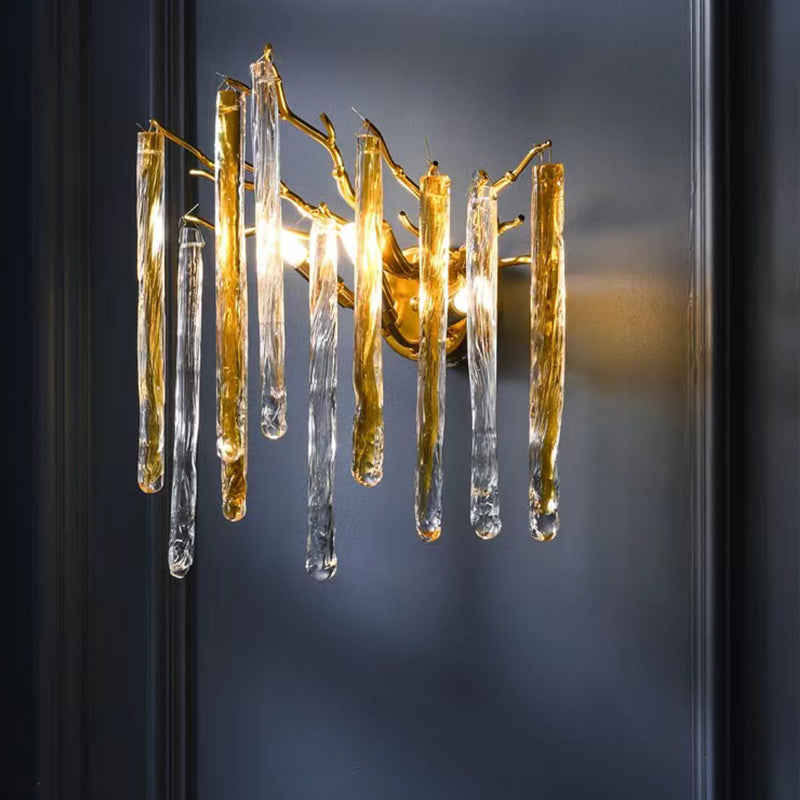 Krios Modern Round Gold Clear Crystal Tube Wall Sconce For Bedroom Wall Light Fixtures Kevin Studio Inc