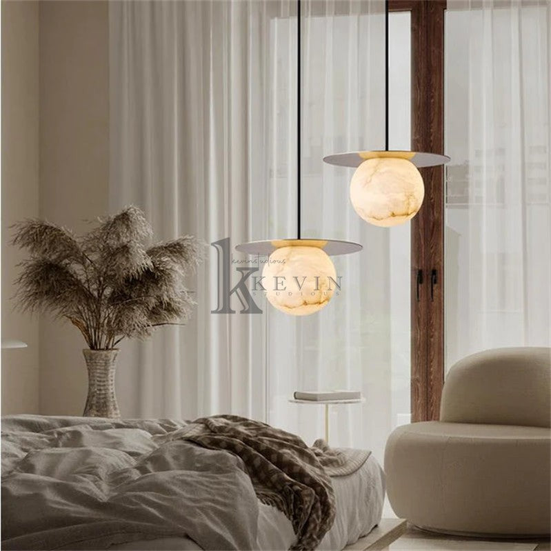 Billye Spanish Alabaster Bedside Pendant Light Pendant Light Kevin Studio Inc