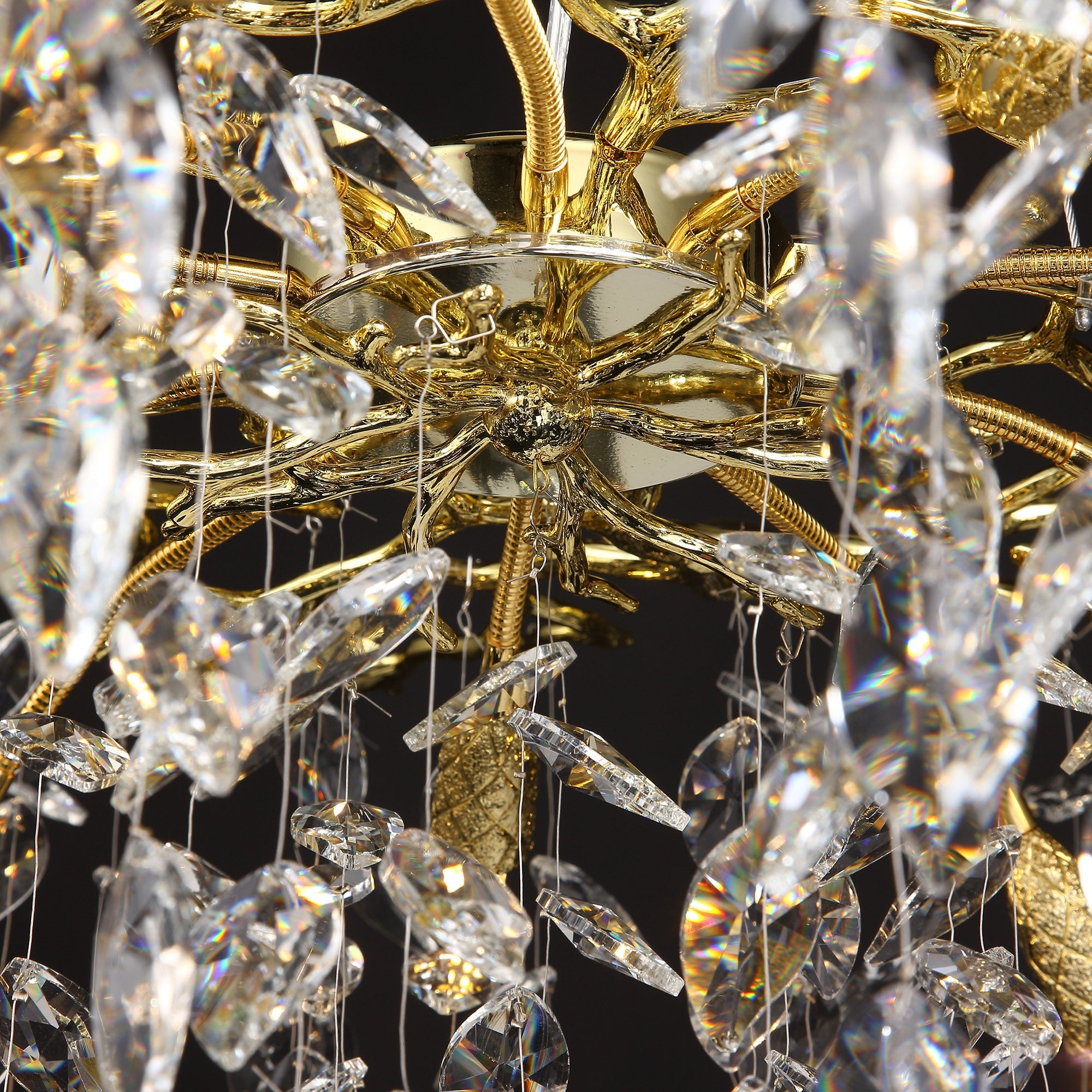 Aether Modern Round Gold Clear Crystal Branch Chandelier For Living Room Branch Chandelier Kevin Studio Inc