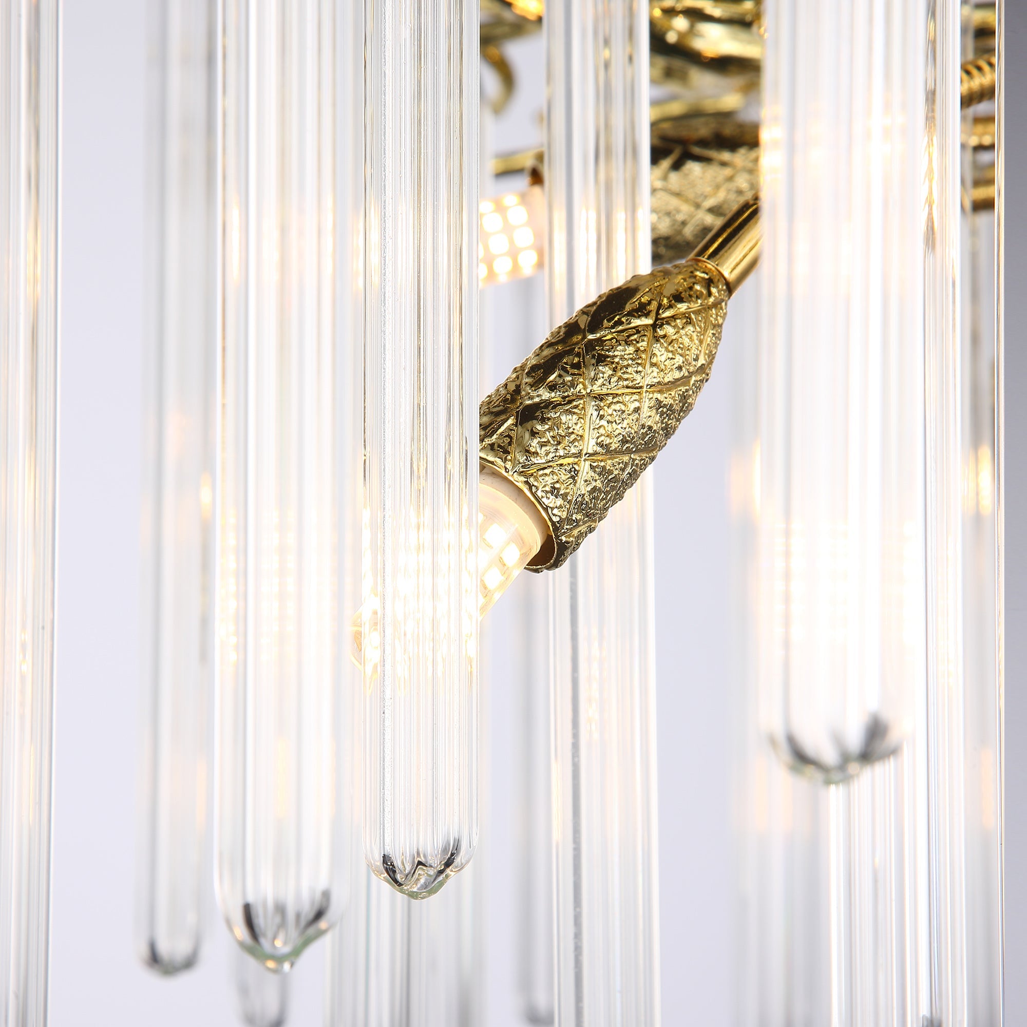 Krios Modern Round Gold Clear Crystal Tube Branch Chandelier For Living Room Branch Chandelier Kevin Studio Inc