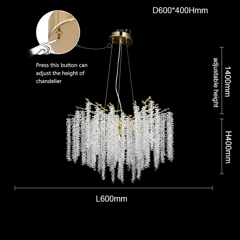 Azure Modern Gold Coin Crystal Round Branch Chandelier For Living Room Branch Chandelier Kevin Studio Inc 29.9"DIAM