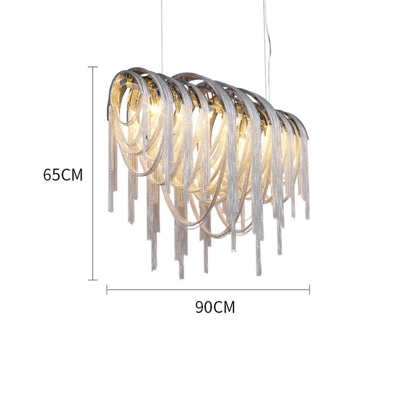 Flavio Modern Luxury Aluminum Chain Tassel Oval Chandelier Chandelier Kevin Studio Inc