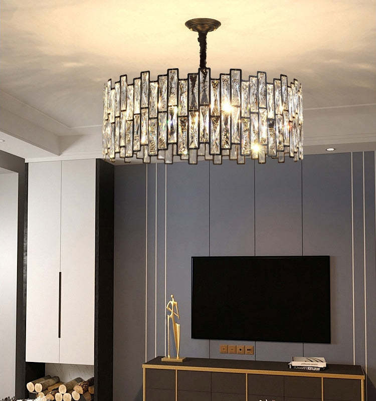 Emery Modern Round Crystal Chandelier-Black Finish Chandeliers Kevin Studio Inc 25.5"D