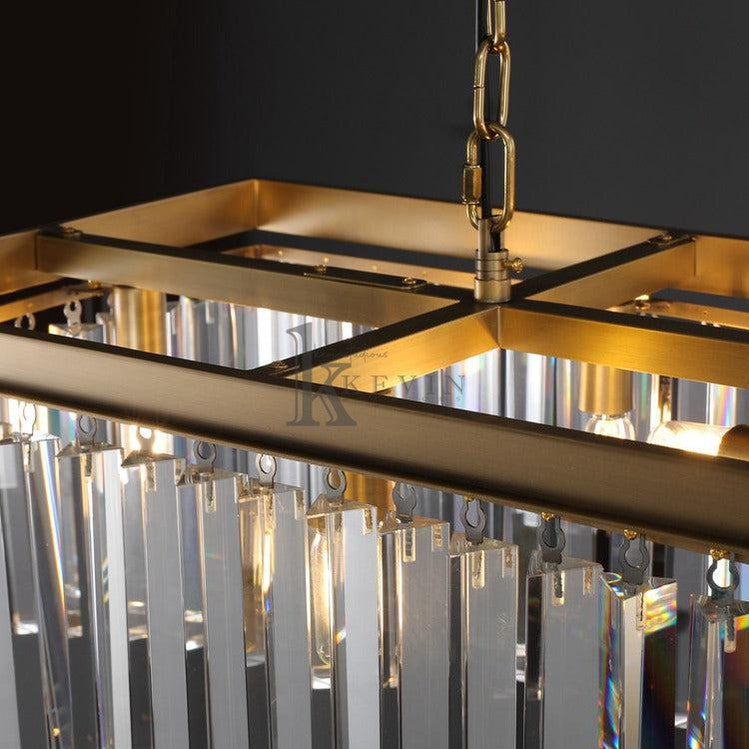 Lova Modern Crystal Rectangular Chandelier Over Dining Table chandelier Kevin Studio Inc