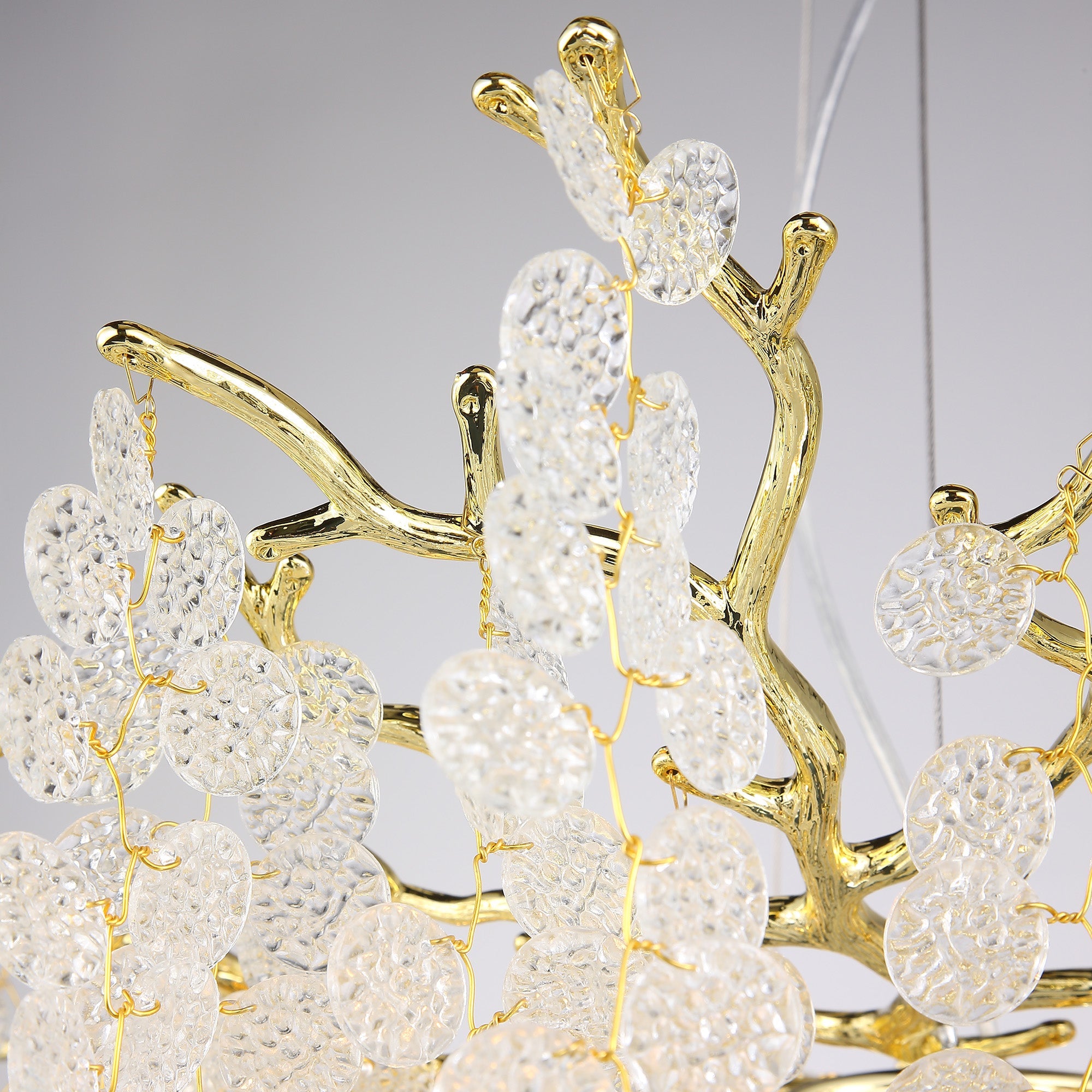 Hades Modern Gold Blossom Crystal Round Branch Pendant Light Pendant Light Kevin Studio Inc