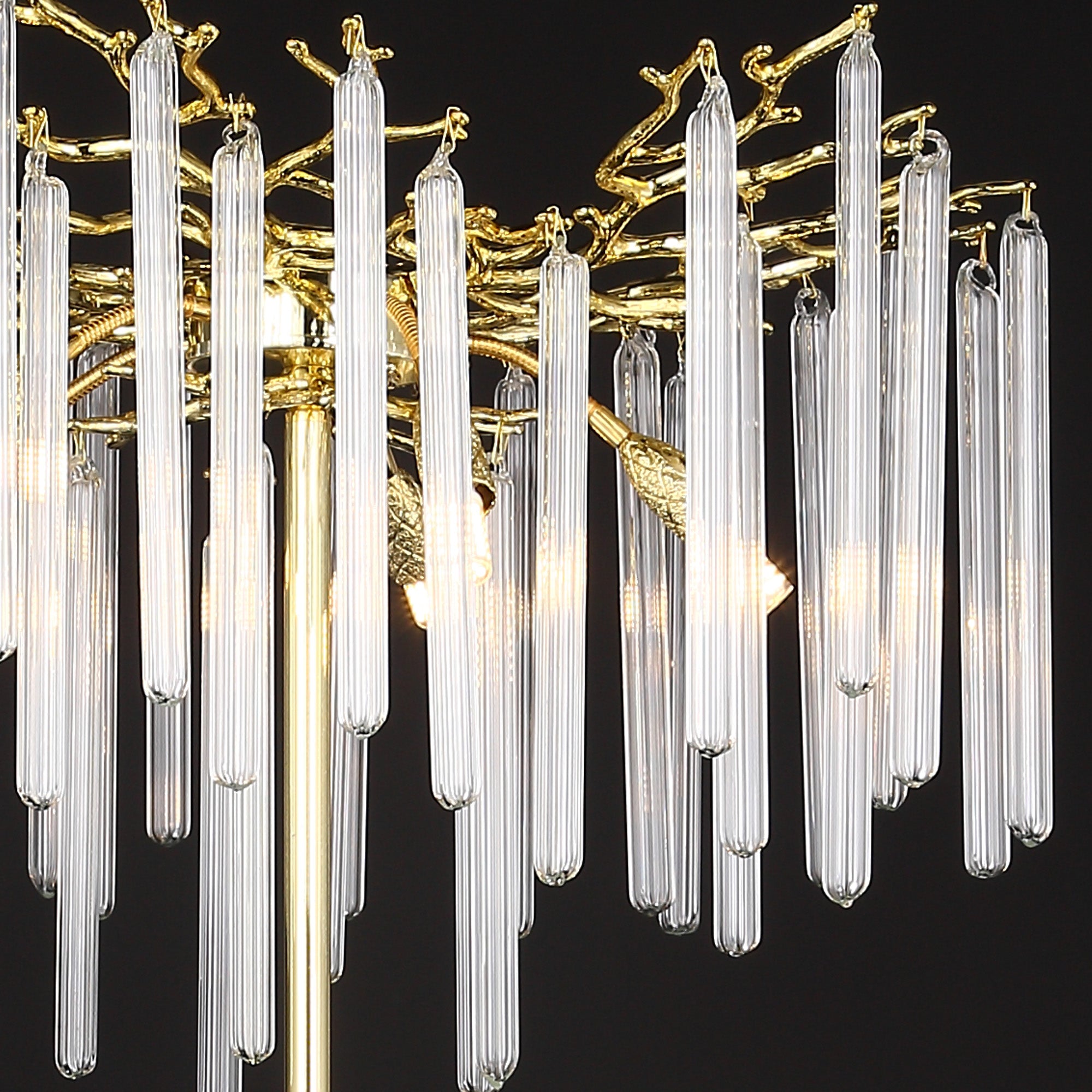Krios Modern Round Gold Clear Crystal Tube Table Lamp Besides Bed Table Lamp Kevin Studio Inc