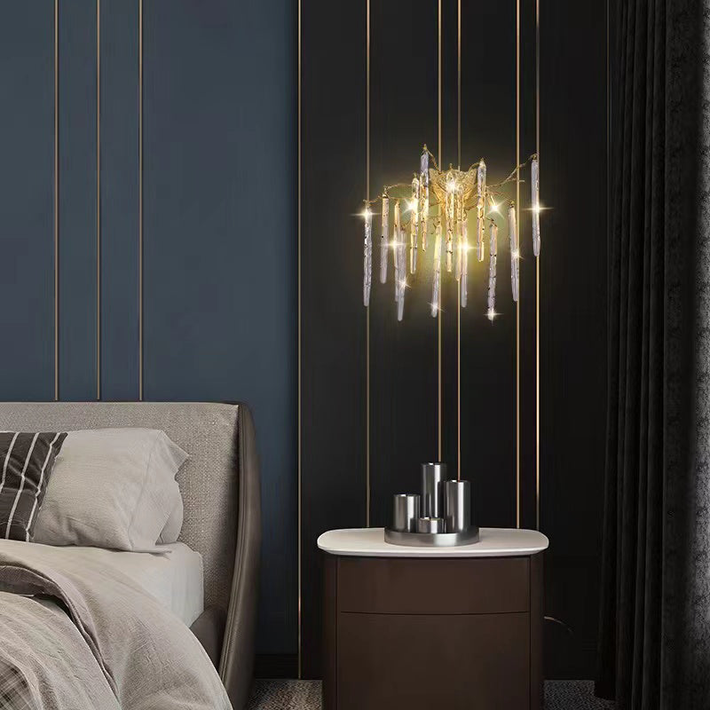 Krios Modern Round Gold Clear Crystal Tube Wall Sconce For Bedroom Wall Light Fixtures Kevin Studio Inc