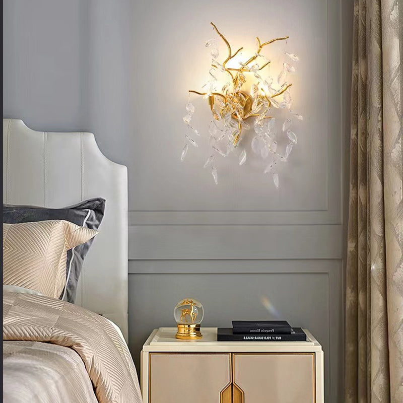 Aether Modern Stylish Clear Crystal Wall Sconce For Bedroom, Living Room Wall Sconce Kevin Studio Inc