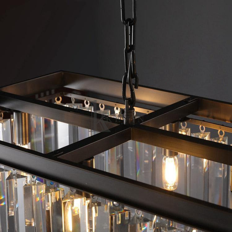 Lova Modern Crystal Rectangular Chandelier Over Dining Table chandelier Kevin Studio Inc