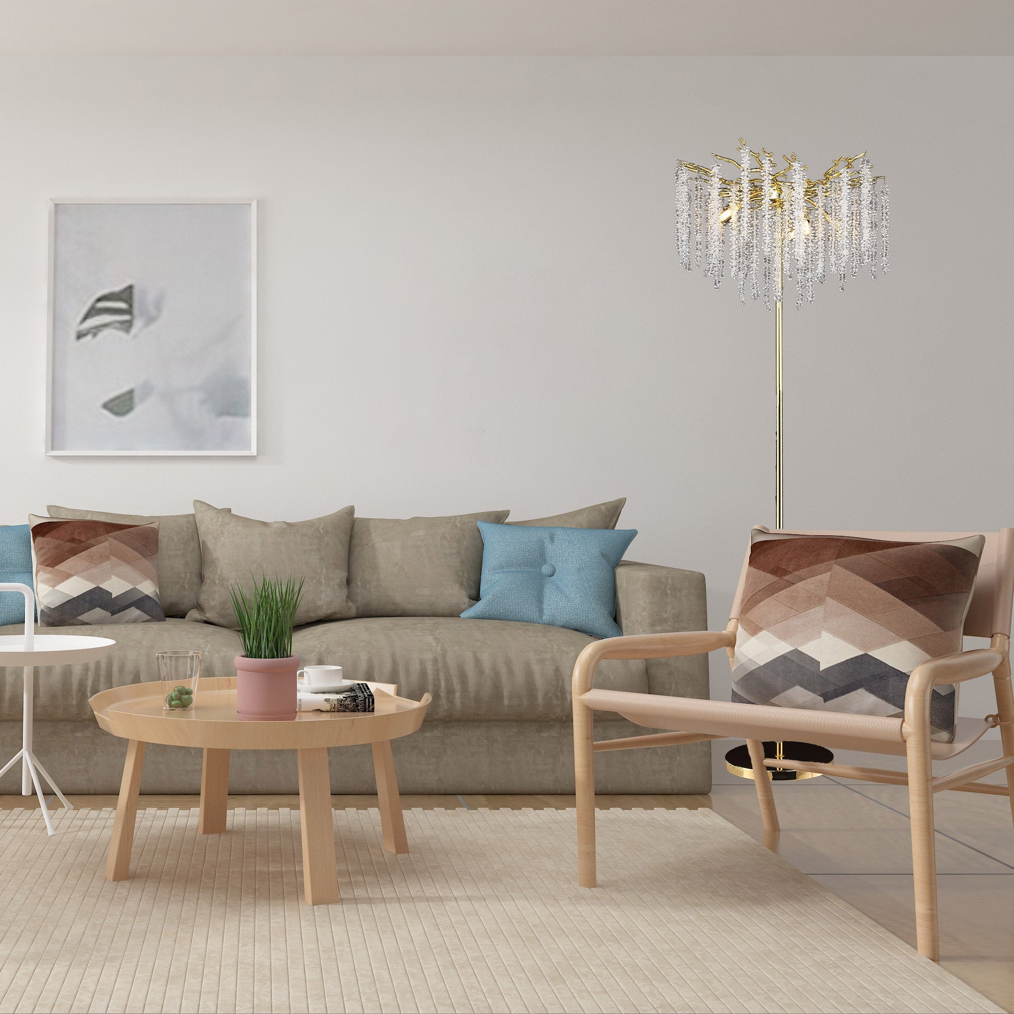 Azure Modern Stylish Gold Coin Crystal Floor Lamp For Bedroom, Living Room Floor standing lamps Kevin Studio Inc