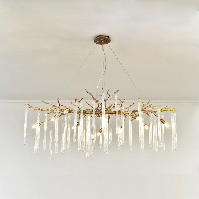 Krios Modern Round Gold Clear Crystal Tube Branch Chandelier For Living Room Branch Chandelier Kevin Studio Inc