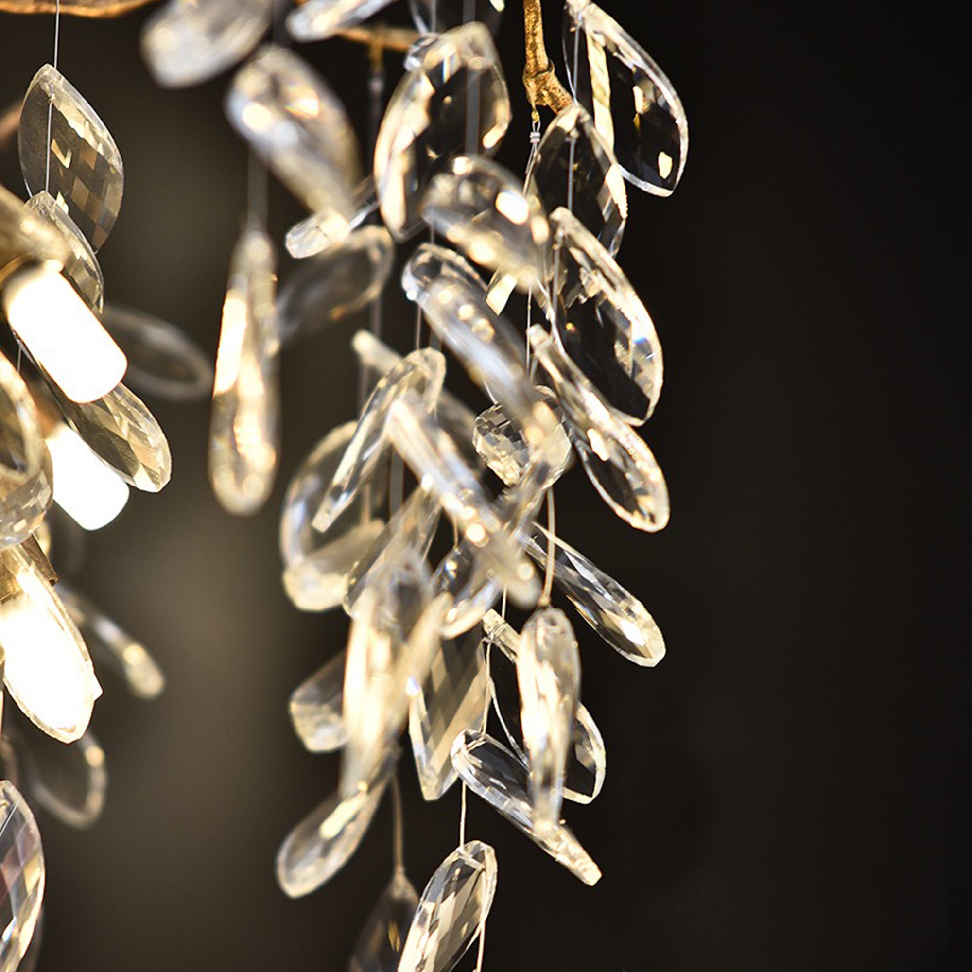 Aether Modern Round Gold Clear Crystal Branch Chandelier For Living Room Branch Chandelier Kevin Studio Inc